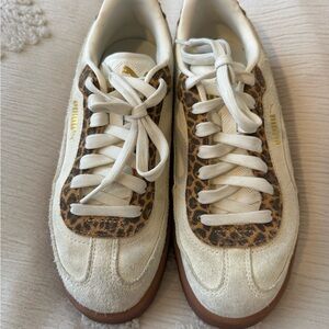 Puma White and Leopard Print Sneakers